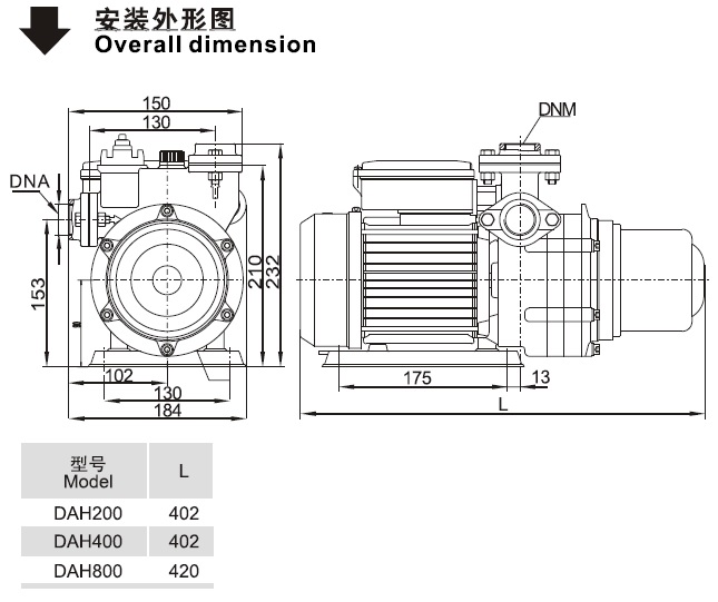 DAH系列自動(dòng)增壓泵安裝外形圖